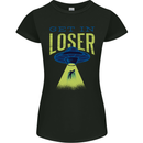 Get in Loser Funny Alien Abduction UFO Womens Petite Cut T-Shirt Black