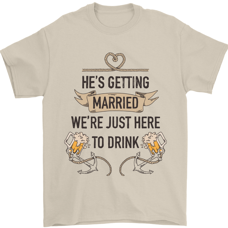 Getting Married Funny Marriage Beer Stag Doo Do Mens T-Shirt 100% Cotton Sand