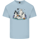 Ghost Cats Cute Halloween Kids T-Shirt Childrens Light Blue