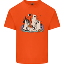 Ghost Cats Cute Halloween Kids T-Shirt Childrens Orange