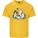 Ghost Cats Cute Halloween Kids T-Shirt Childrens Yellow