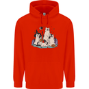 Ghost Cats Cute Halloween Mens 80% Cotton Hoodie Bright Red