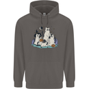 Ghost Cats Cute Halloween Mens 80% Cotton Hoodie Charcoal