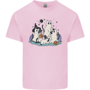 Ghost Cats Cute Halloween Mens Cotton T-Shirt Tee Top Light Pink