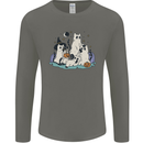 Ghost Cats Cute Halloween Mens Long Sleeve T-Shirt Charcoal