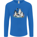 Ghost Cats Cute Halloween Mens Long Sleeve T-Shirt Royal Blue