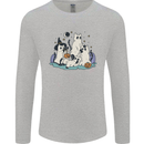 Ghost Cats Cute Halloween Mens Long Sleeve T-Shirt Sports Grey