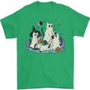 Ghost Cats Cute Halloween Mens T-Shirt 100% Cotton Irish Green