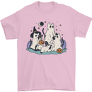 Ghost Cats Cute Halloween Mens T-Shirt 100% Cotton Light Pink