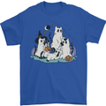 Ghost Cats Cute Halloween Mens T-Shirt 100% Cotton Royal Blue
