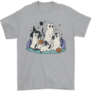 Ghost Cats Cute Halloween Mens T-Shirt 100% Cotton Sports Grey