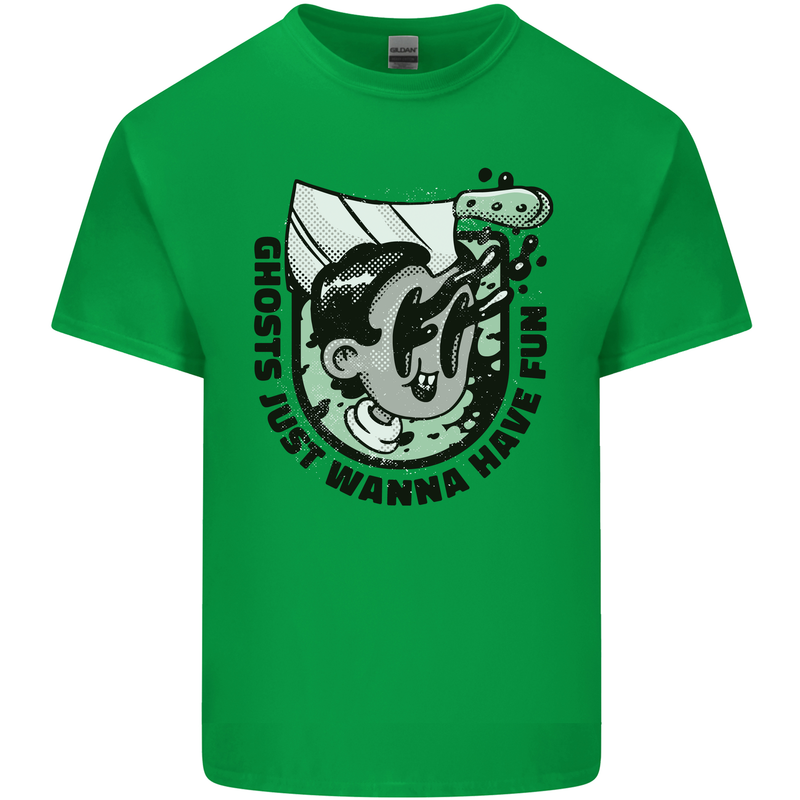 Ghosts Just Wanna Have Fun Halloween Mens Cotton T-Shirt Tee Top Irish Green