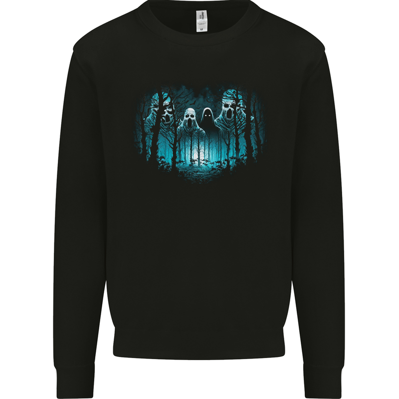 Ghosts in the Woods Halloween Spooky Spirits Mens Sweatshirt Jumper Black