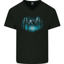 Ghosts in the Woods Halloween Spooky Spirits Mens V-Neck Cotton T-Shirt Black
