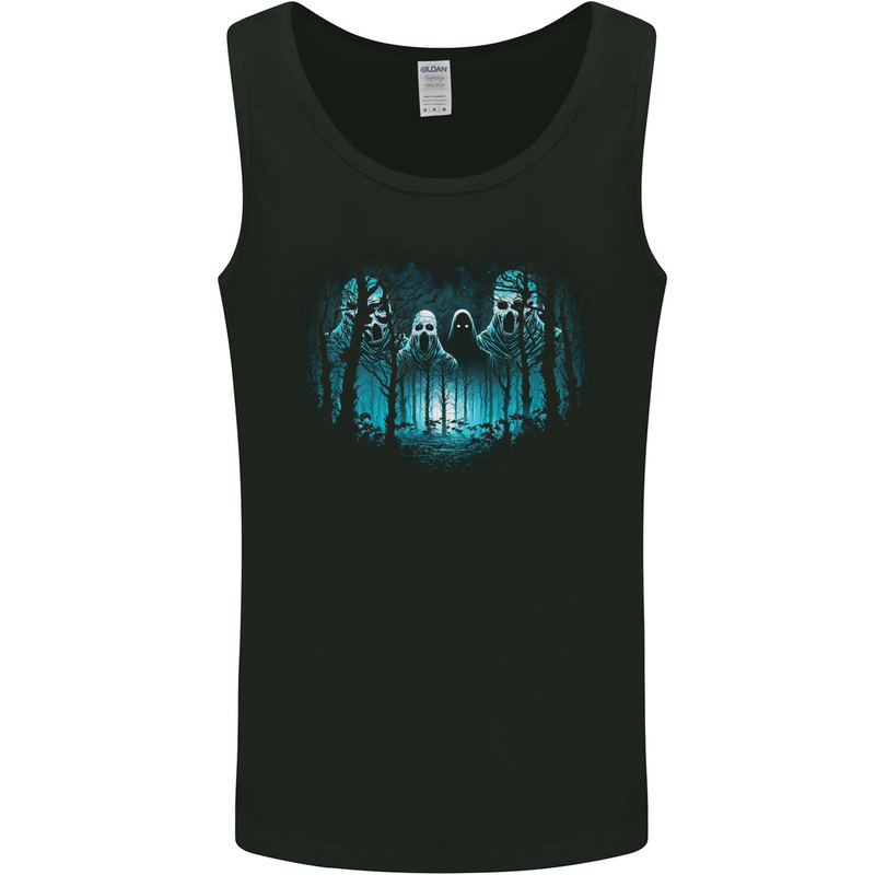 Ghosts in the Woods Halloween Spooky Spirits Mens Vest Tank Top Black