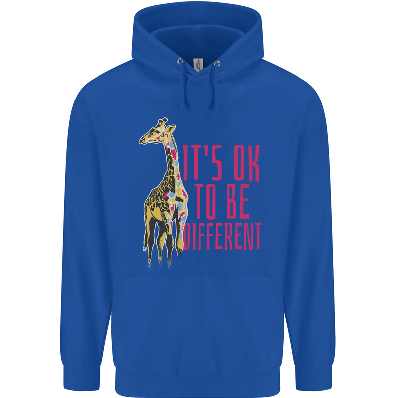 Giraffe Autism Its Okay to Be Different Childrens Kids Hoodie Royal Blue