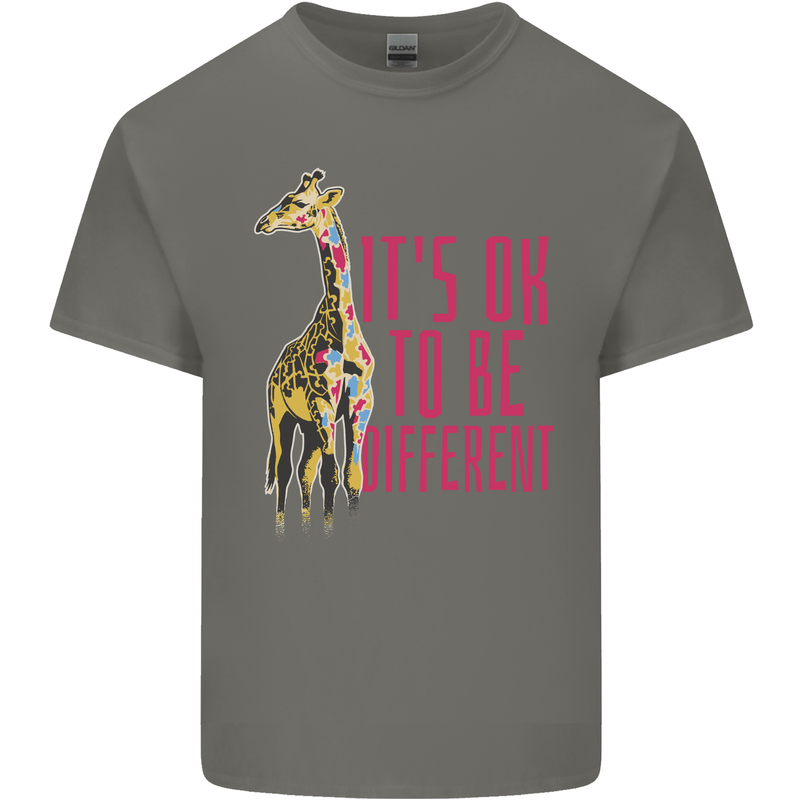 Giraffe Autism Its Okay to Be Different Kids T-Shirt Childrens Charcoal