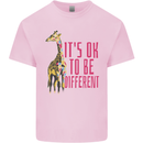 Giraffe Autism Its Okay to Be Different Kids T-Shirt Childrens Light Pink