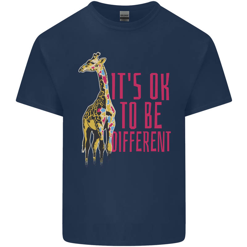 Giraffe Autism Its Okay to Be Different Kids T-Shirt Childrens Navy Blue