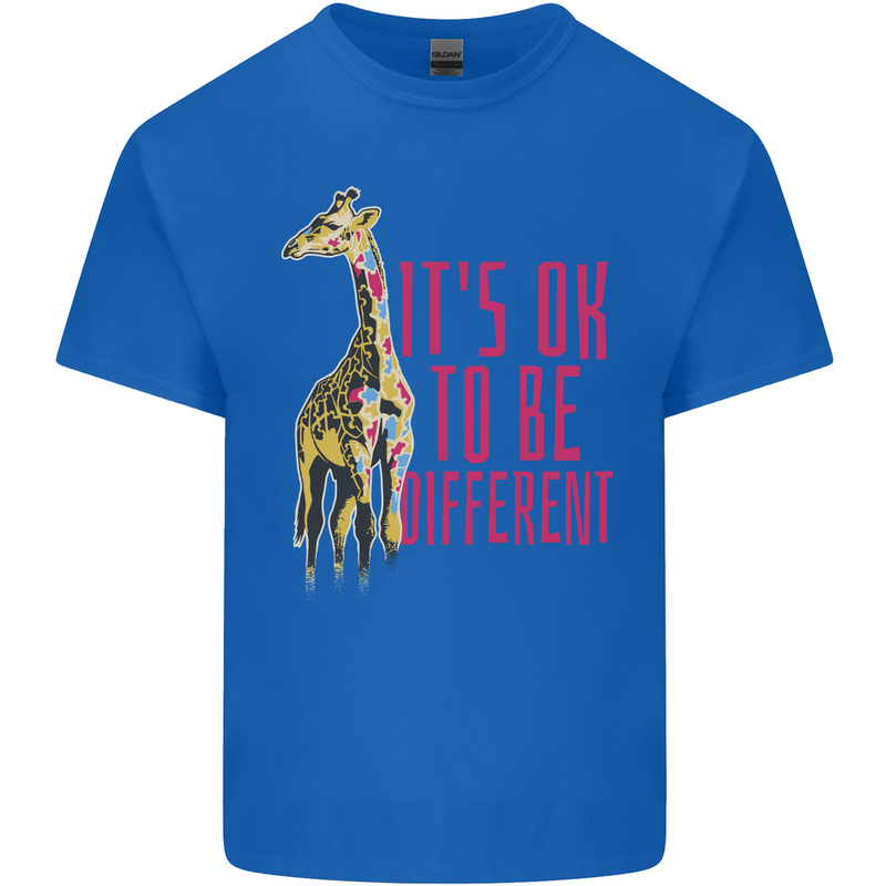 Giraffe Autism Its Okay to Be Different Kids T-Shirt Childrens Royal Blue