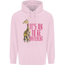 Giraffe Autism Its Okay to Be Different Mens 80% Cotton Hoodie Light Pink