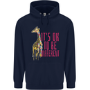 Giraffe Autism Its Okay to Be Different Mens 80% Cotton Hoodie Navy Blue