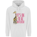 Giraffe Autism Its Okay to Be Different Mens 80% Cotton Hoodie White