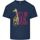 Giraffe Autism Its Okay to Be Different Mens Cotton T-Shirt Tee Top Navy Blue