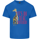 Giraffe Autism Its Okay to Be Different Mens Cotton T-Shirt Tee Top Royal Blue