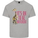 Giraffe Autism Its Okay to Be Different Mens Cotton T-Shirt Tee Top Sports Grey