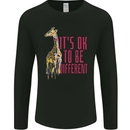 Giraffe Autism Its Okay to Be Different Mens Long Sleeve T-Shirt Black