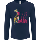 Giraffe Autism Its Okay to Be Different Mens Long Sleeve T-Shirt Navy Blue