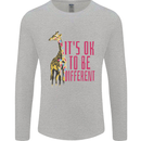 Giraffe Autism Its Okay to Be Different Mens Long Sleeve T-Shirt Sports Grey