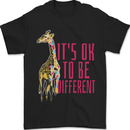 Giraffe Autism Its Okay to Be Different Mens T-Shirt 100% Cotton Black