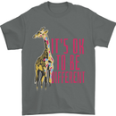 Giraffe Autism Its Okay to Be Different Mens T-Shirt 100% Cotton Charcoal