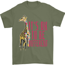 Giraffe Autism Its Okay to Be Different Mens T-Shirt 100% Cotton Military Green