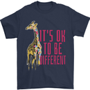 Giraffe Autism Its Okay to Be Different Mens T-Shirt 100% Cotton Navy Blue
