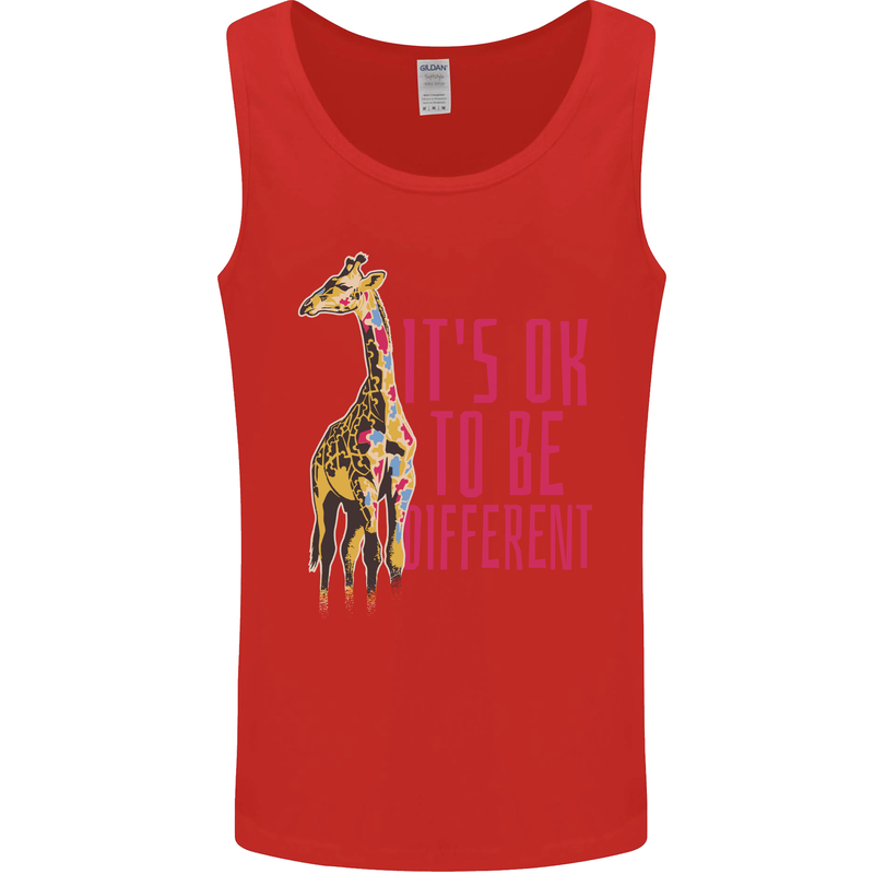 Giraffe Autism Its Okay to Be Different Mens Vest Tank Top Red