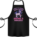 Girl Who Loves Anime & Horses Riding Cotton Apron 100% Organic Black