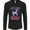 Girl Who Loves Anime & Horses Riding Mens Long Sleeve T-Shirt Black