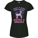 Girl Who Loves Anime & Horses Riding Womens Petite Cut T-Shirt Black