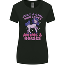 Girl Who Loves Anime & Horses Riding Womens Wider Cut T-Shirt Black