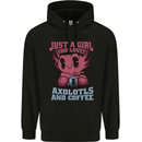 Girl Who Loves Axolotls & Coffee Mens 80% Cotton Hoodie Black