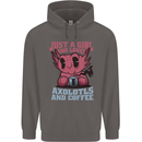 Girl Who Loves Axolotls & Coffee Mens 80% Cotton Hoodie Charcoal