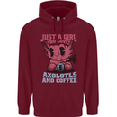 Girl Who Loves Axolotls & Coffee Mens 80% Cotton Hoodie Maroon