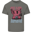 Girl Who Loves Axolotls & Coffee Mens Cotton T-Shirt Tee Top Charcoal