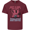 Girl Who Loves Axolotls & Coffee Mens Cotton T-Shirt Tee Top Maroon