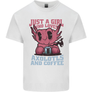 Girl Who Loves Axolotls & Coffee Mens Cotton T-Shirt Tee Top White