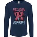 Girl Who Loves Axolotls & Coffee Mens Long Sleeve T-Shirt Navy Blue