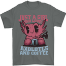 Girl Who Loves Axolotls & Coffee Mens T-Shirt 100% Cotton Charcoal